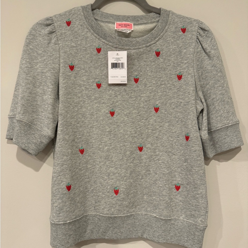 NWT Kate spade gray strawberry shirt top